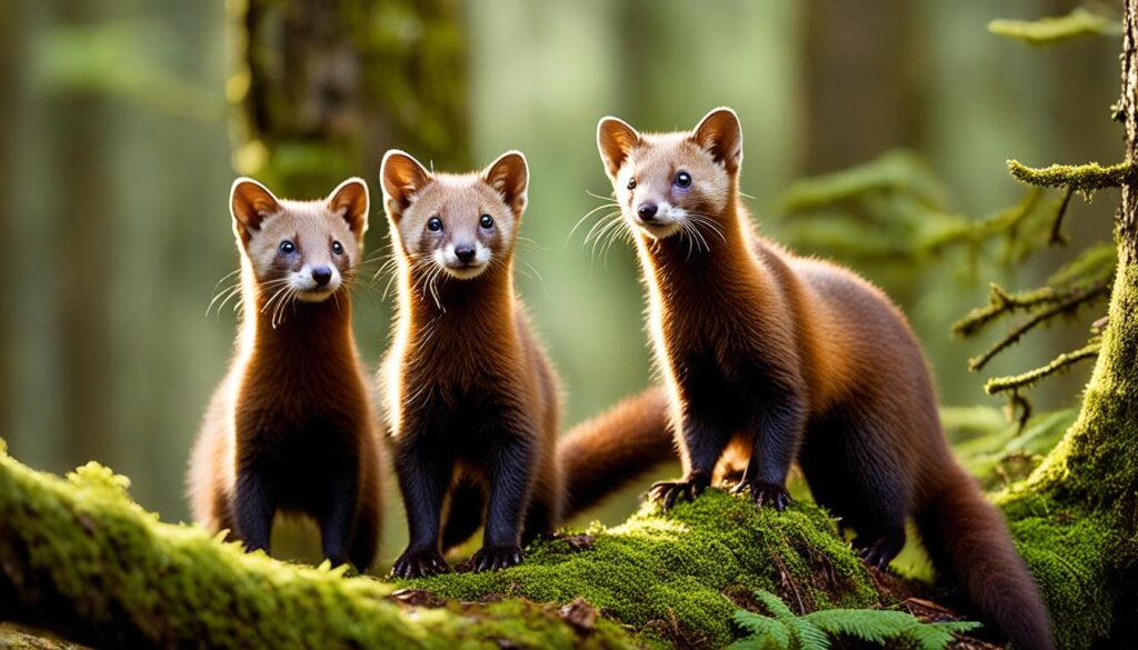 Martens in a forest