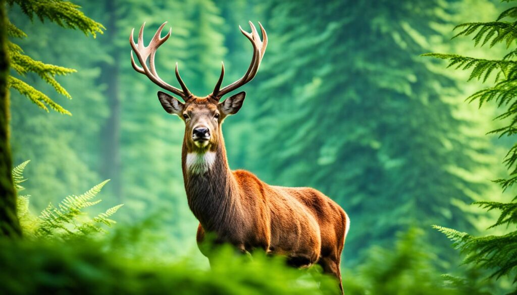 The red deer in a forest habitat