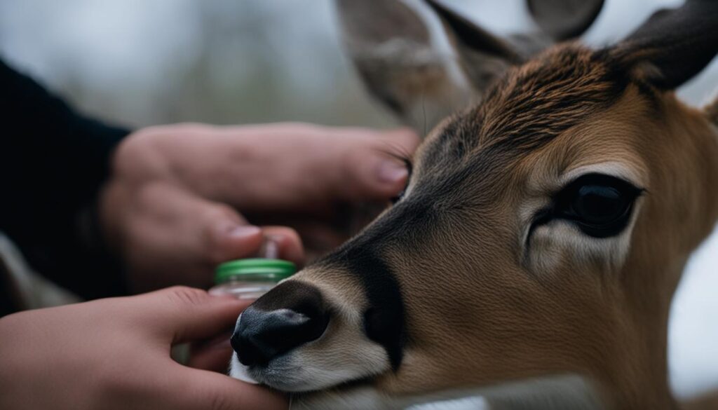 bottle feeding baby deer image