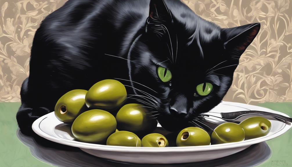 cats eating olives occasionally