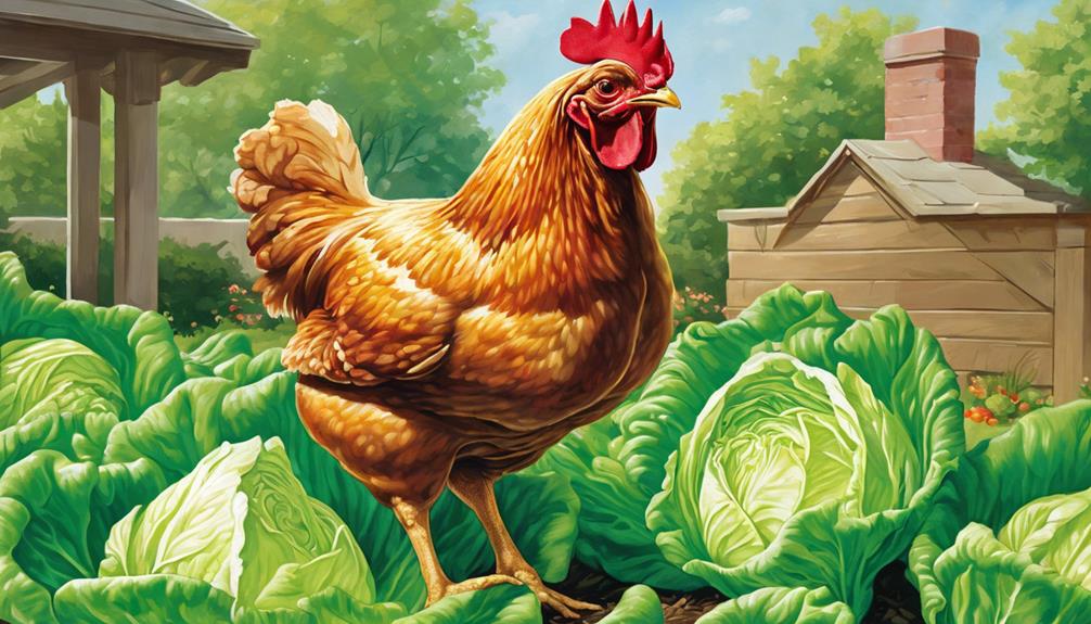 chickens eating iceberg lettuce