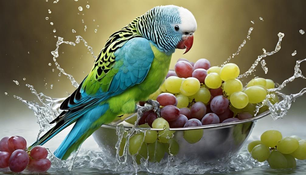 feeding grapes to birds