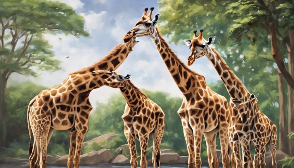giraffes roam at zoo