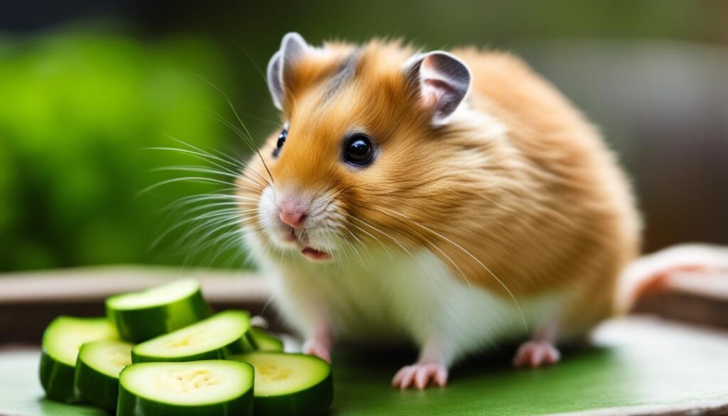 hamster eating zucchini