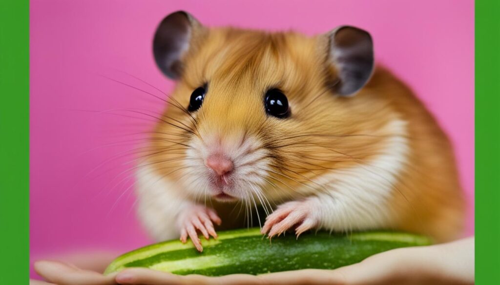 hamster eating zucchini