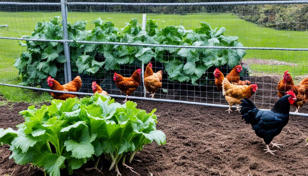 protecting chickens from rhubarb plants