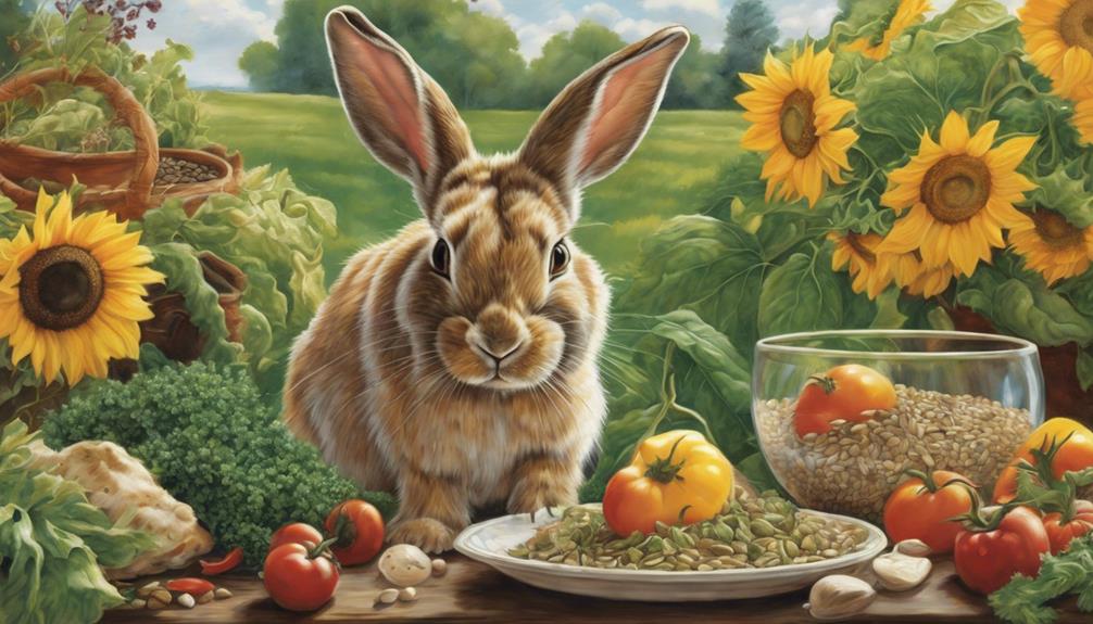 rabbits eating sunflower seeds
