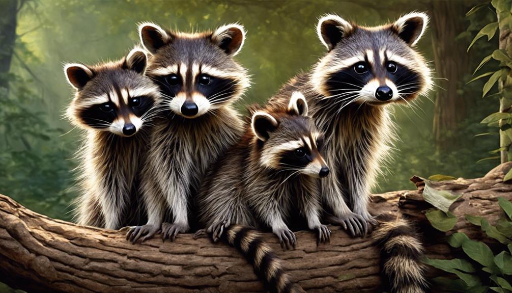 raccoon family features detailed