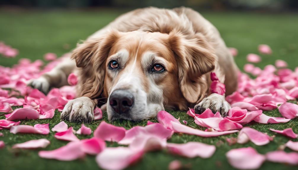 rose petals and dogs