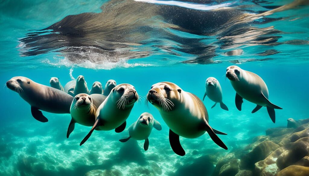 swimming with sea lions