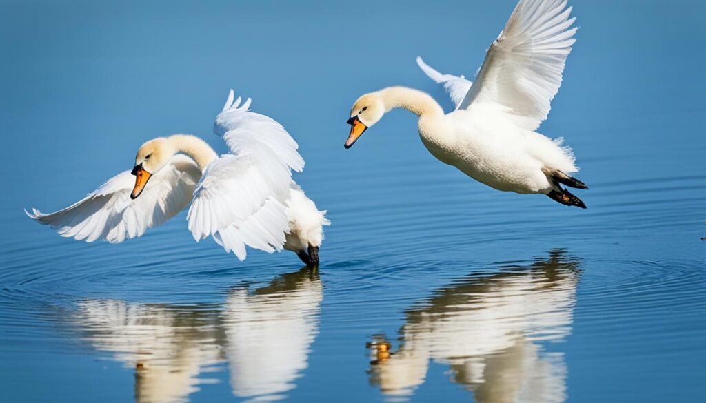 young swan cygnets flying