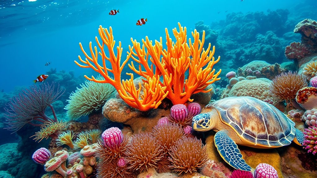 diverse species of corals