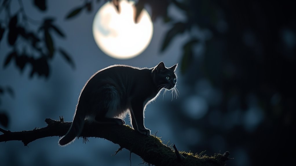 feline exploration after dark