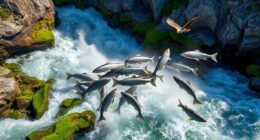 salmon travel upstream annually