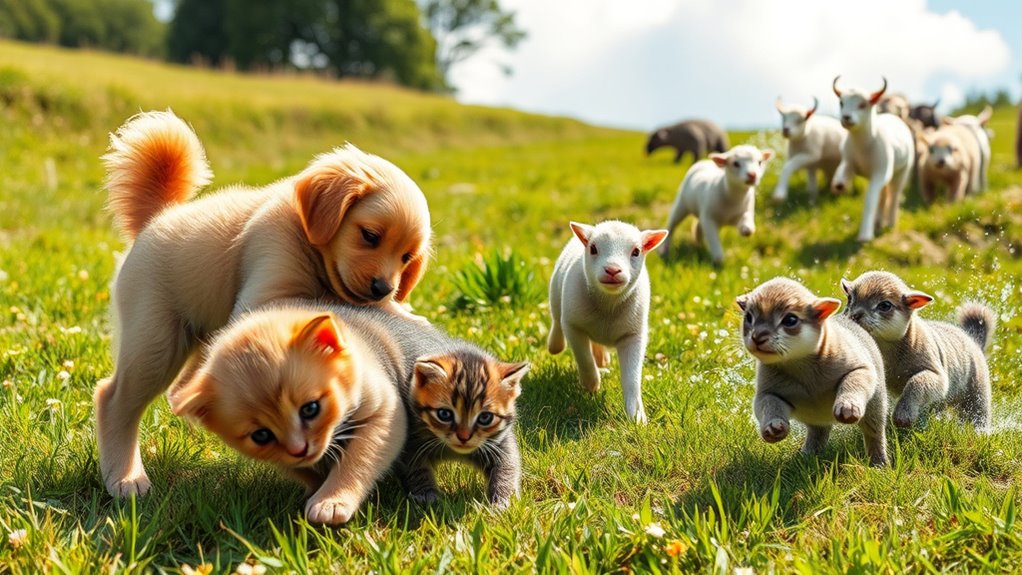 young animals engaging play