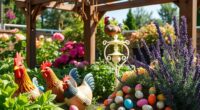 chicken themed outdoor garden decor