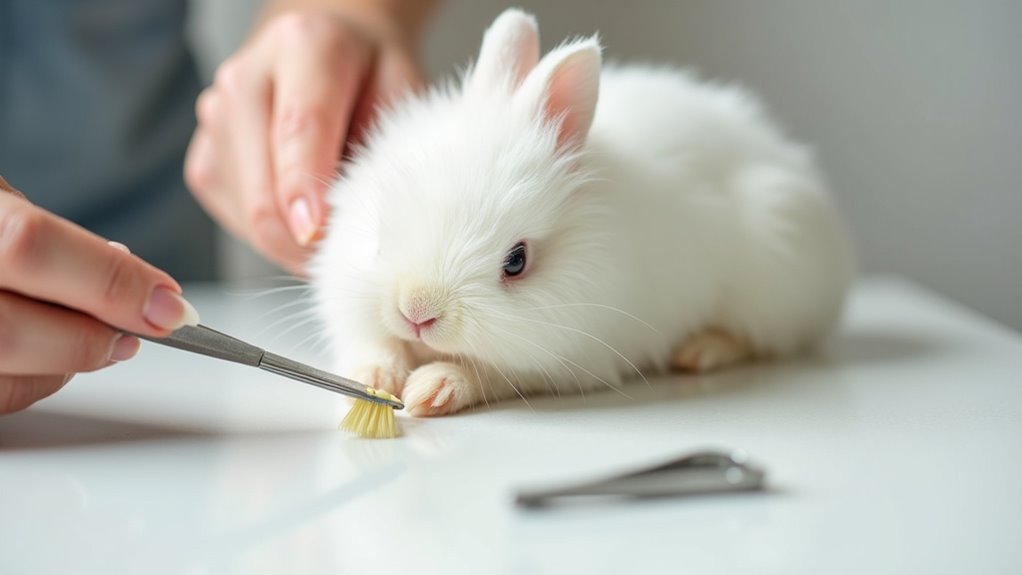 rabbit grooming fur brushing nail trimming