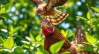 brave chicken defends garden