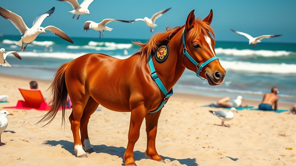 mini horses patrol beaches