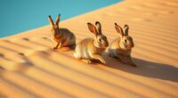 wild rabbits surfing dunes