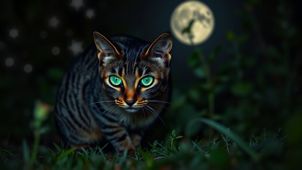 cats eyes reflect light