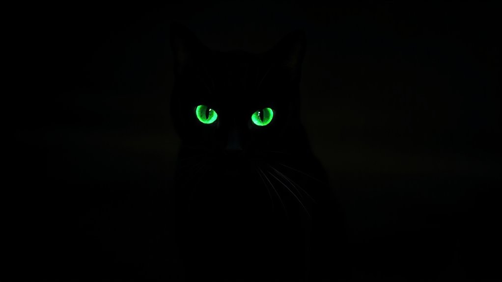 cats glowing night vision