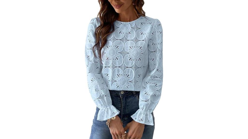 elegant eyelet long sleeve top