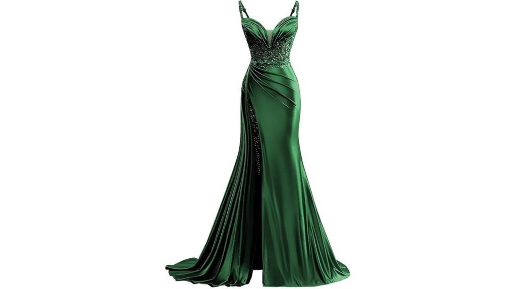 elegant v neck satin gown