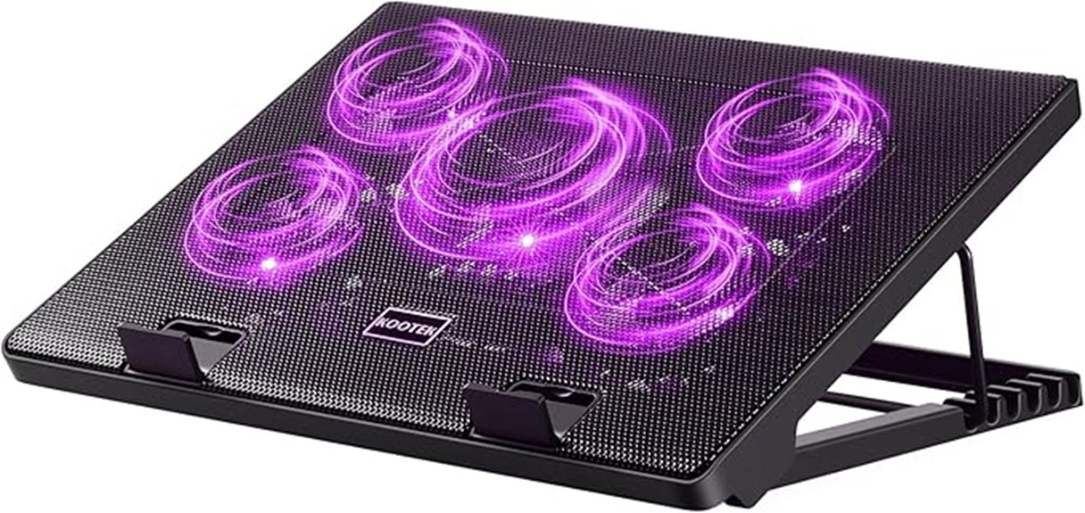 five quiet fan cooling pad