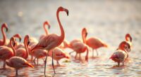 flamingos stand on one leg