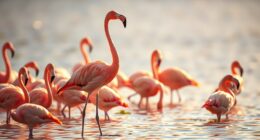 flamingos stand on one leg