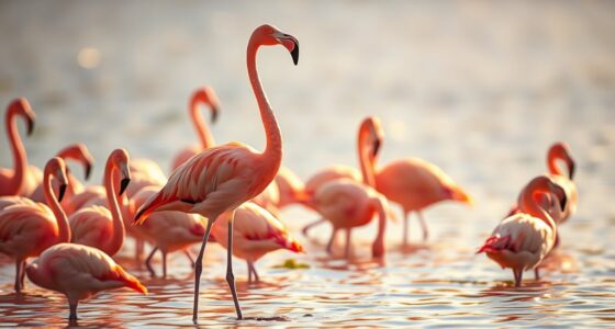 flamingos stand on one leg