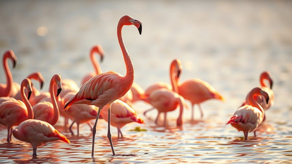 flamingos stand on one leg