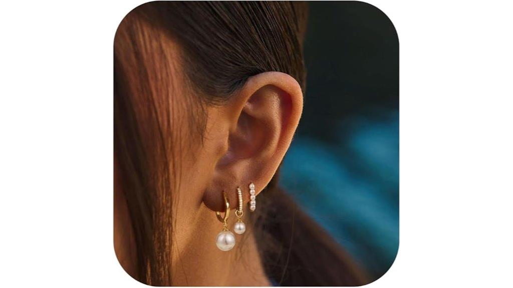 gold plated pearl earrings
