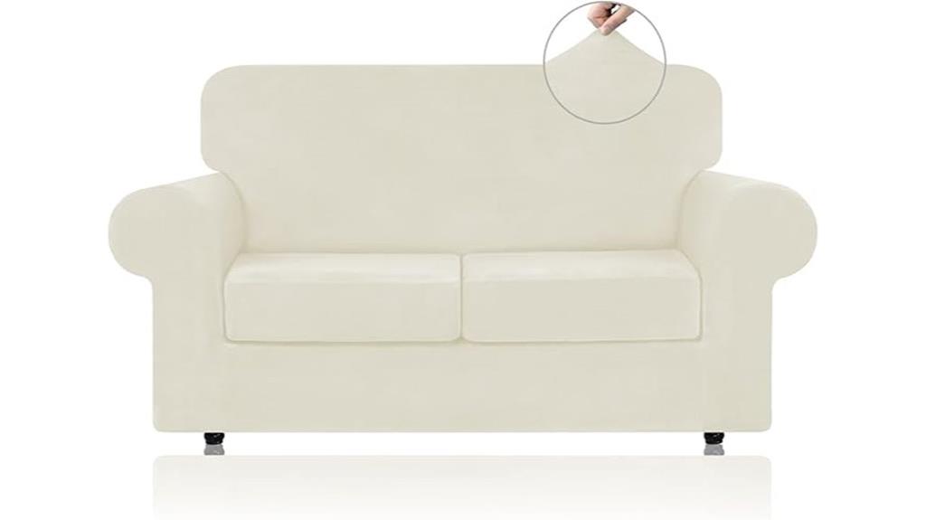 ivory velvet sofa covers