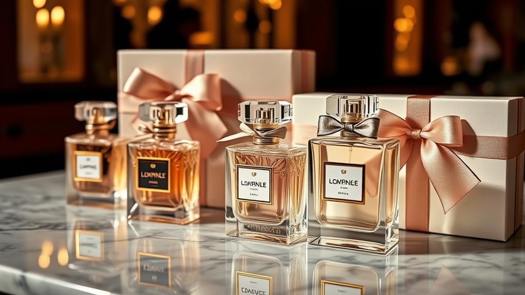 perfume selection and packaging