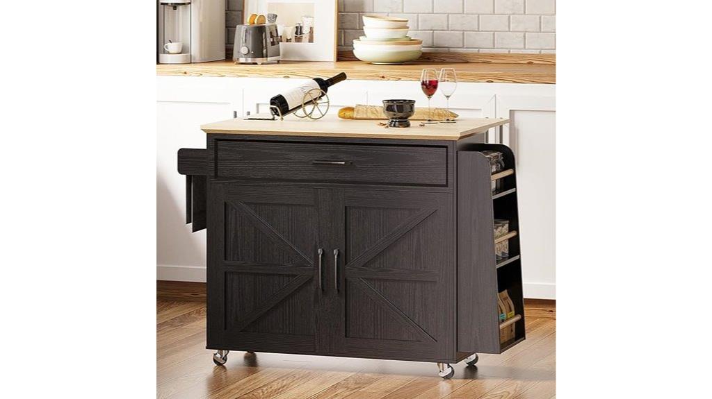 rolling kitchen cart with power