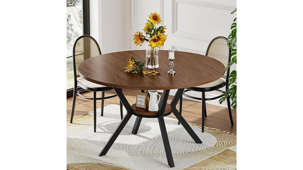 round rustic dining table