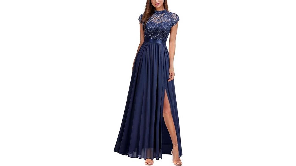 sequin lace chiffon maxi