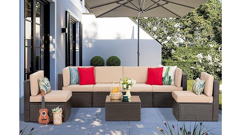 seven piece patio sectional