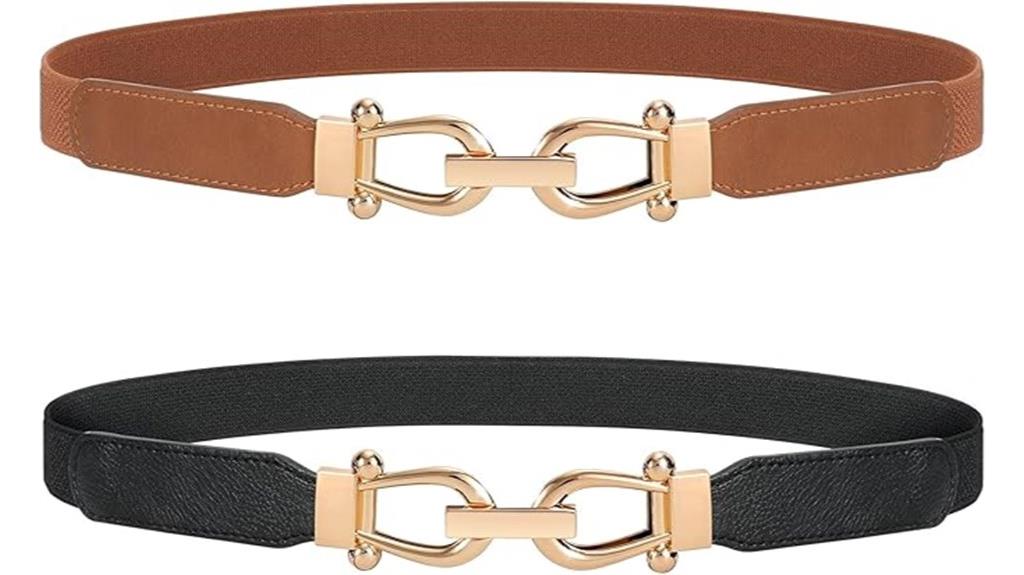 stretchy waist belt with gold buckle