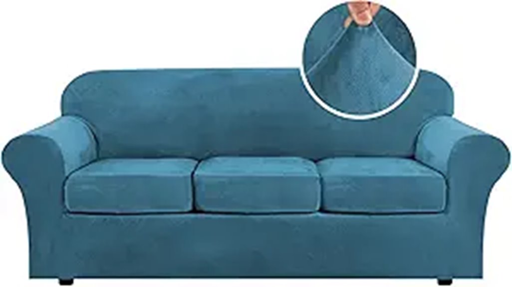 velvet couch slipcover set