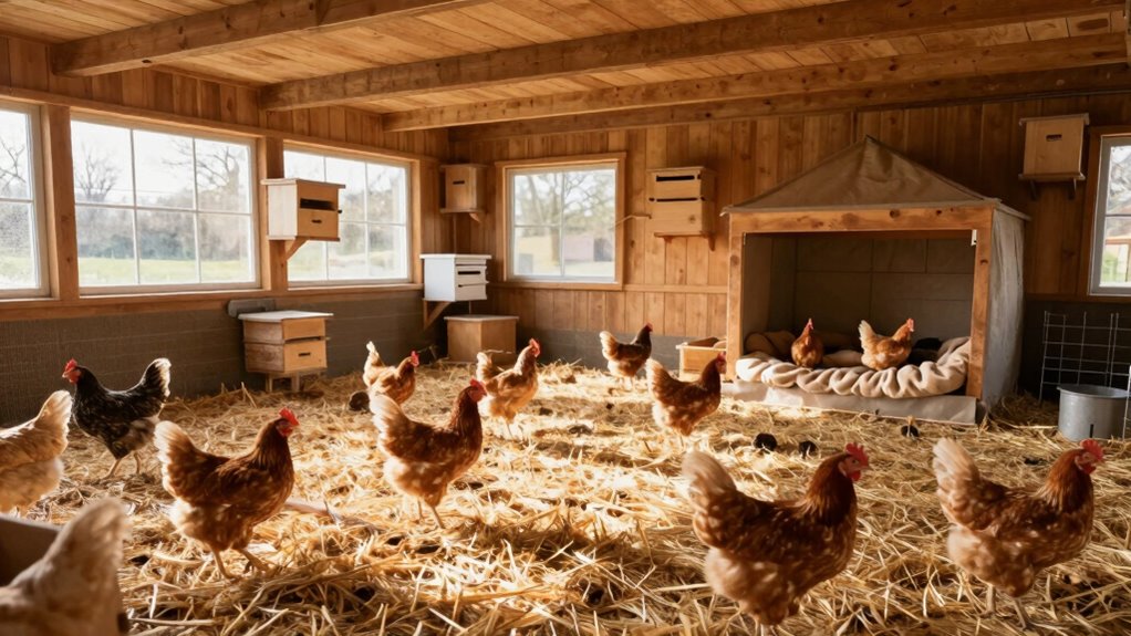 spacious well ventilated hen coop