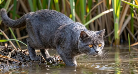 fishing cat hunts water