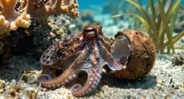 octopus carries coconut shelter