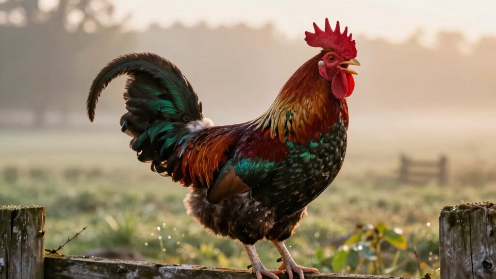 roosters crow before dawn