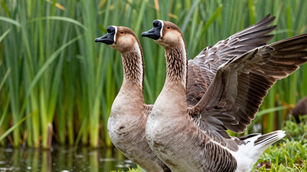 springtime geese fiercely defend territory